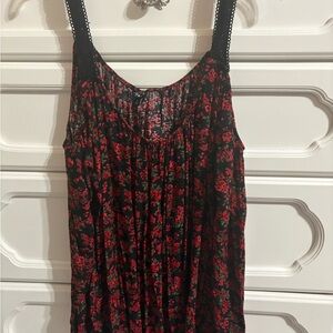 Torrid Black and Red Pleated cold shoulder Top